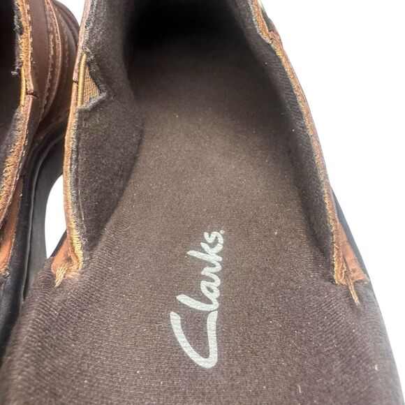 Clarks Slip-on Clogs Brown Leather Comfort Shoes Womens Size 7 Preppy Work Mules - Picture 15 of 16